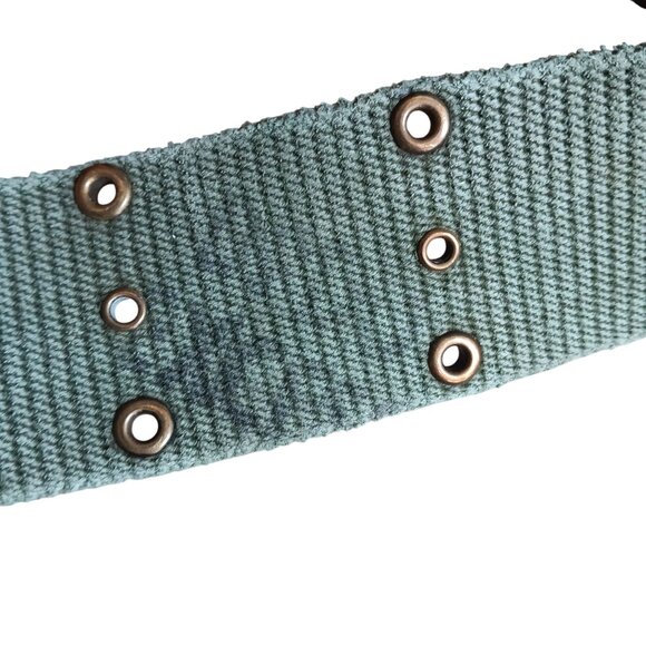 Large 1940's Vintage WW2 Web Canvas Pistol Belt With Brass Buckle - Picture 7 of 8